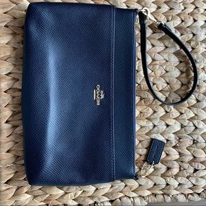 COACH Navy Leather Wristlet